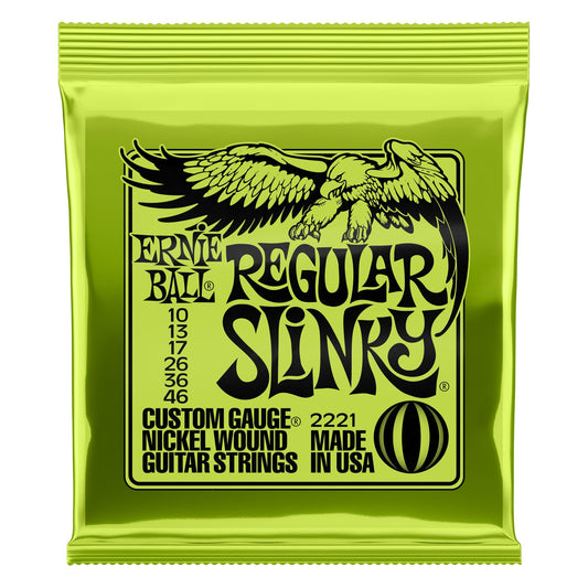 Ernie Ball Regular Slinky Nickel Wound Electric Guitar Strings, 10-46 Gauge (P02221)