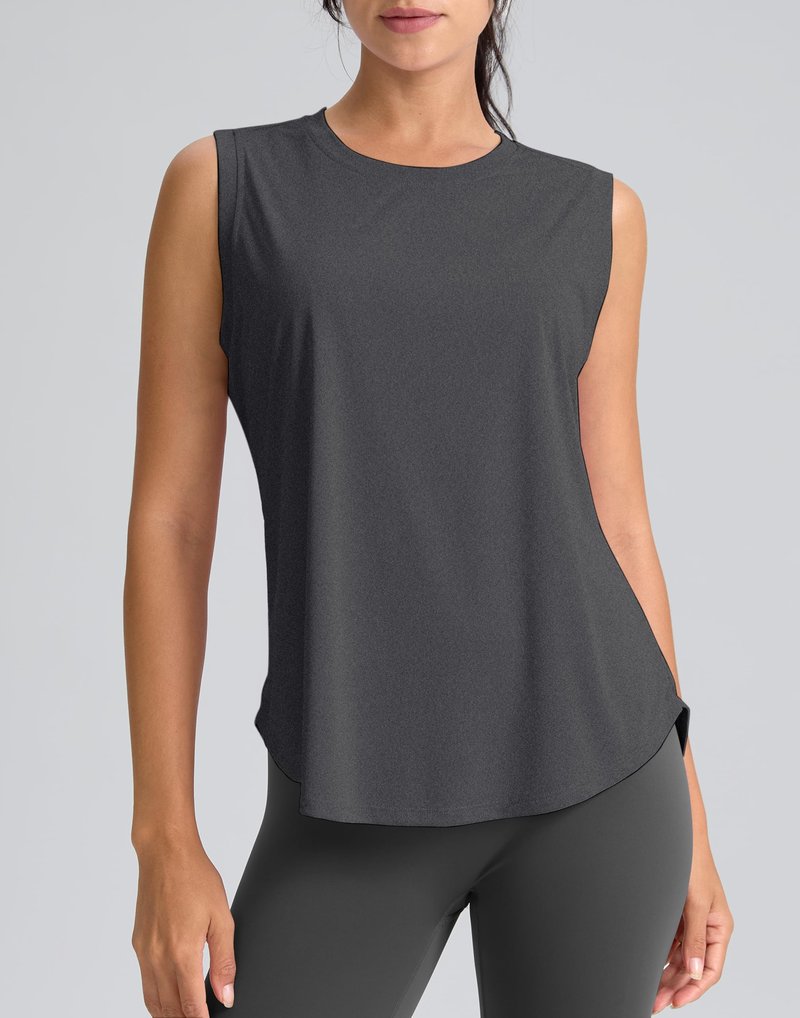 SANTINY Women's Sleeveless Workout Tops Breathable Lightweight Active Tennis Yoga Shirts Athletic Running Tank Tops for Women (Dark Grey_S)