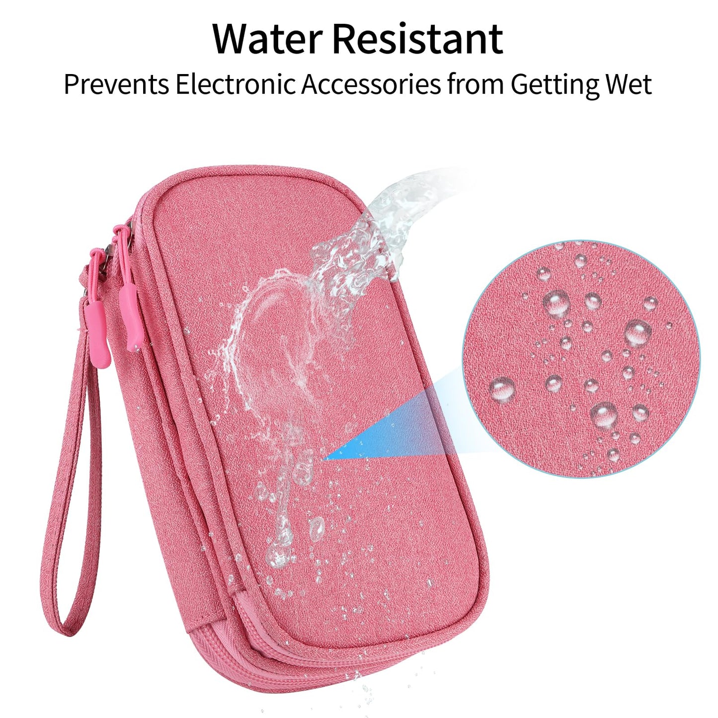 Pink Travel Gadget Bag - Ultimate Cable &accessories Organizer for Chargers, Phones & Memory Cards