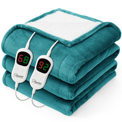 Homemate Electric Heated Blanket Twin - 62"x84" Heating Bed Blankets Throw with 10 Heating Levels 8 Hours Auto Off Fast Heating Over-Heated Protection Ultra Soft Warm Flannel ETL Certified Grey