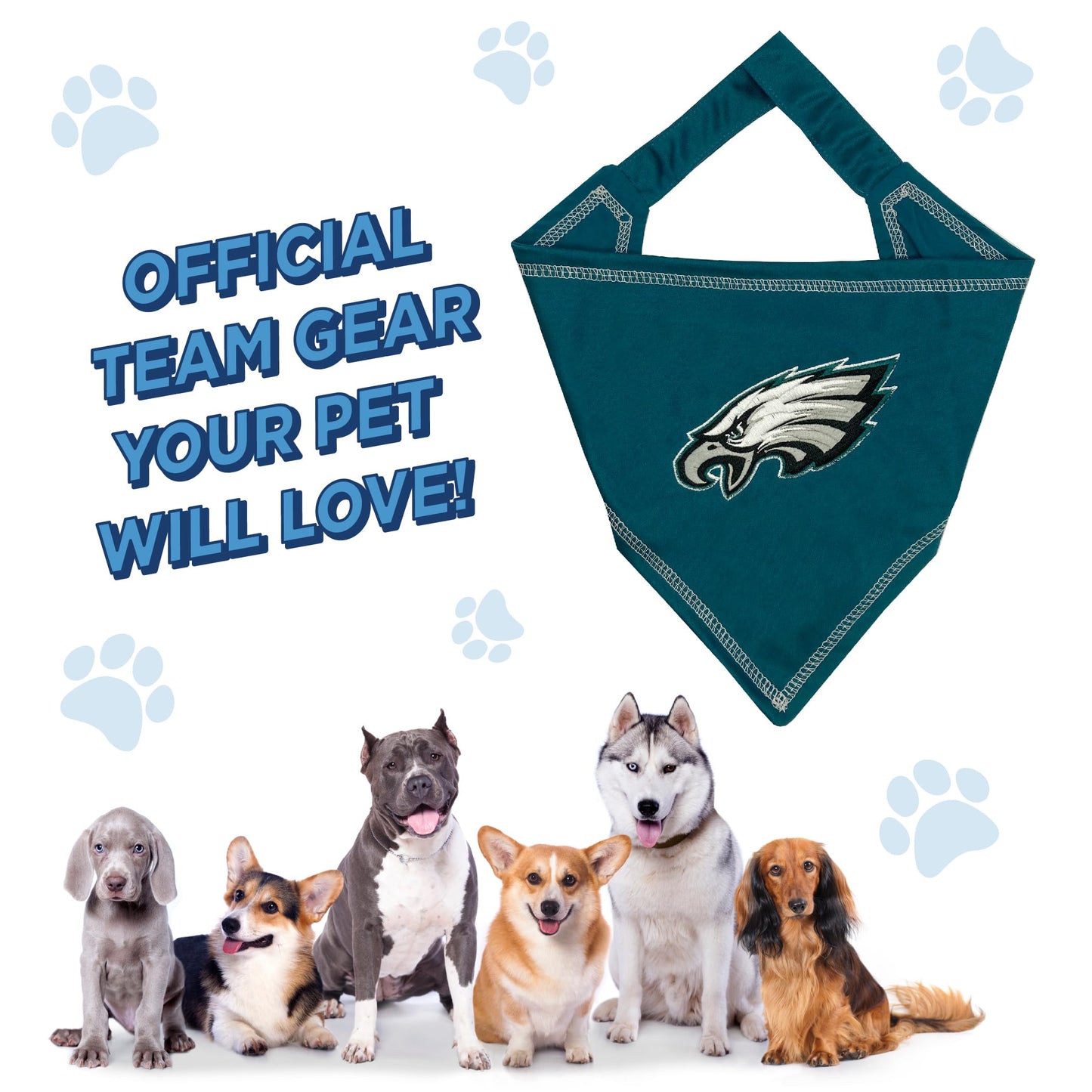 Pets First NFL Philadelphia Eagles TIE Bandana, Small/Medium. Dog Bandana Scarf Bib for Pet Cat Dog. The Ultimate Game-Day, Party Bandana (PHL-3550-S-M)