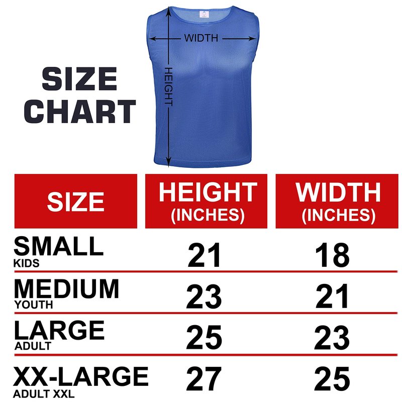Athllete Youth Soccer Pinnies - Numbered 12 Pack, Lightweight, Breathable, Large