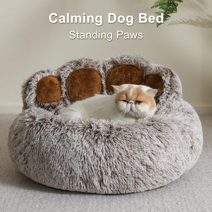 Jiupety Dog Bed with Standing Bear Paws | Cozy Comfy Dog Donut Bed | Gray M Size 22'X22' X6'
