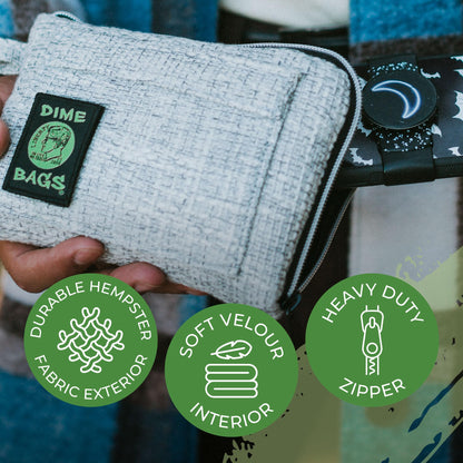 Dime Bags All-in-One Padded Pouch with Accessory Tray, Protective Case with Soft Velour Interior for Glass & Gear Storage & Travel, Durable Hemp-Polyester Fabric Exterior (7 Inch, Aqua)