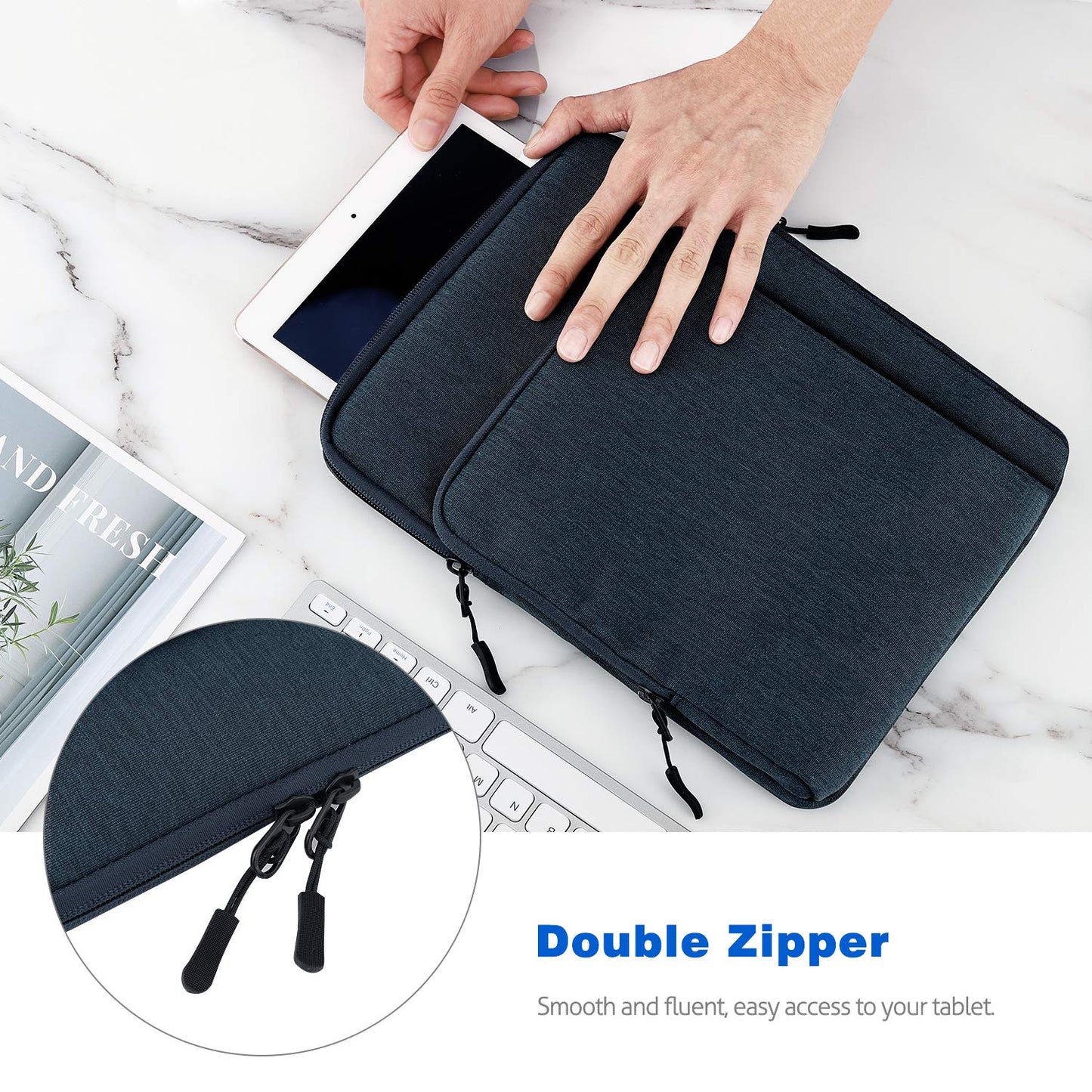 Dadanism 13 Inch Tablet Sleeve Shoulder Bag Carrying Case for iPad Pro 13" M4 2024, iPad Air 13" M3 M2, iPad Pro 12.9", Galaxy Tab S10+ Plus/S9 FE+/S9+ Plus 12.4", reMarkable Paper Pro 11.8", Indigo