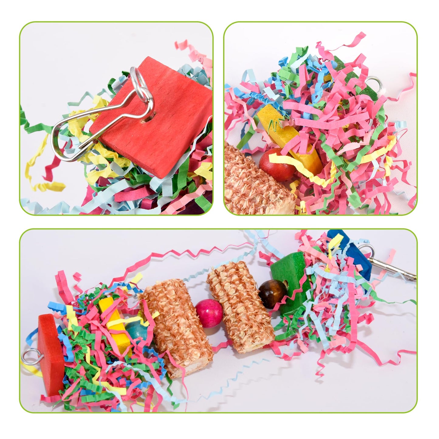 GingerUPer Parrot Toys, Cockatiel toys, Budgie toys, Bird Swing Chewing Toy for Conures, Cockatiel, African Grey Parrot, Cockatoos (Red)