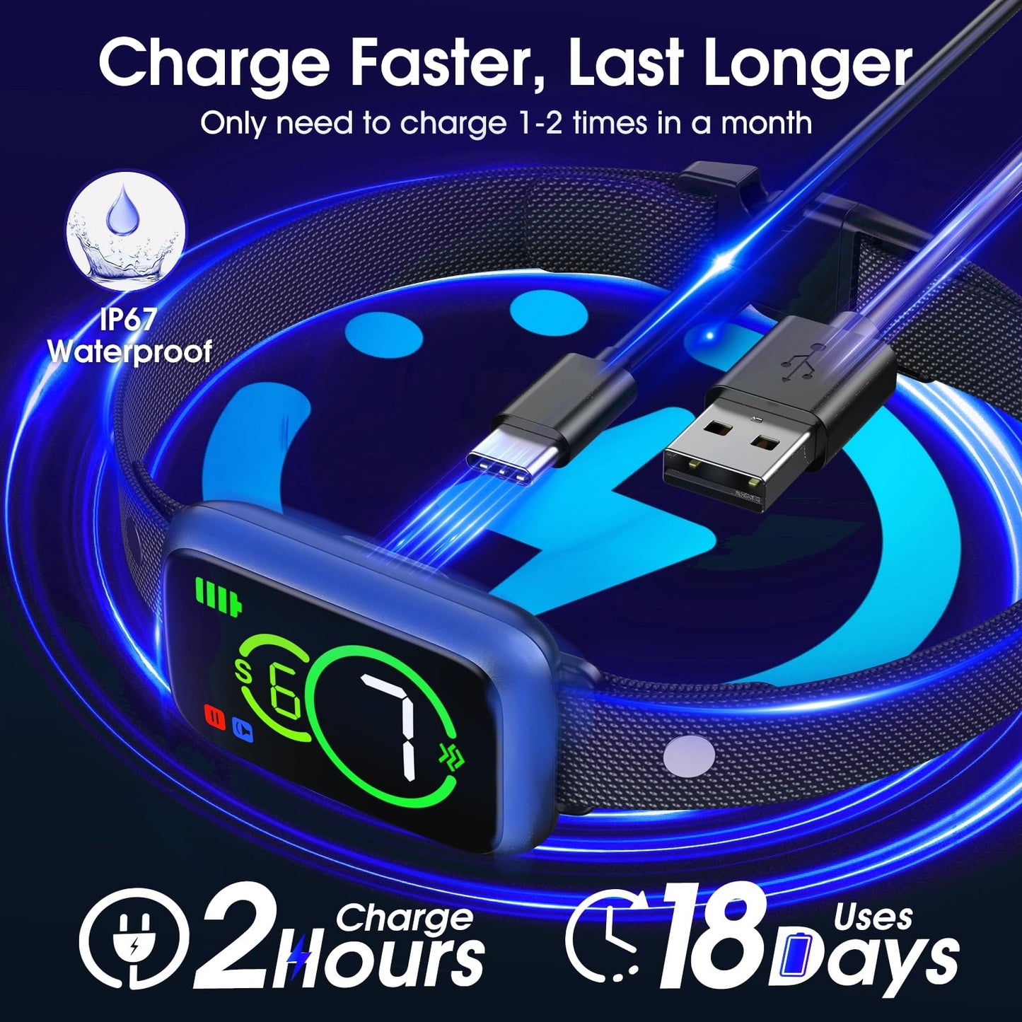 Bark Collar, Smart Dog Bark Collar, Automatic Bark Collar for Small Dogs 5-15lbs, Medium, Large Dogs, Humane Stop Anti-Barking with Beep, Vibration & 7 Adjustable Sensitivity, IP67