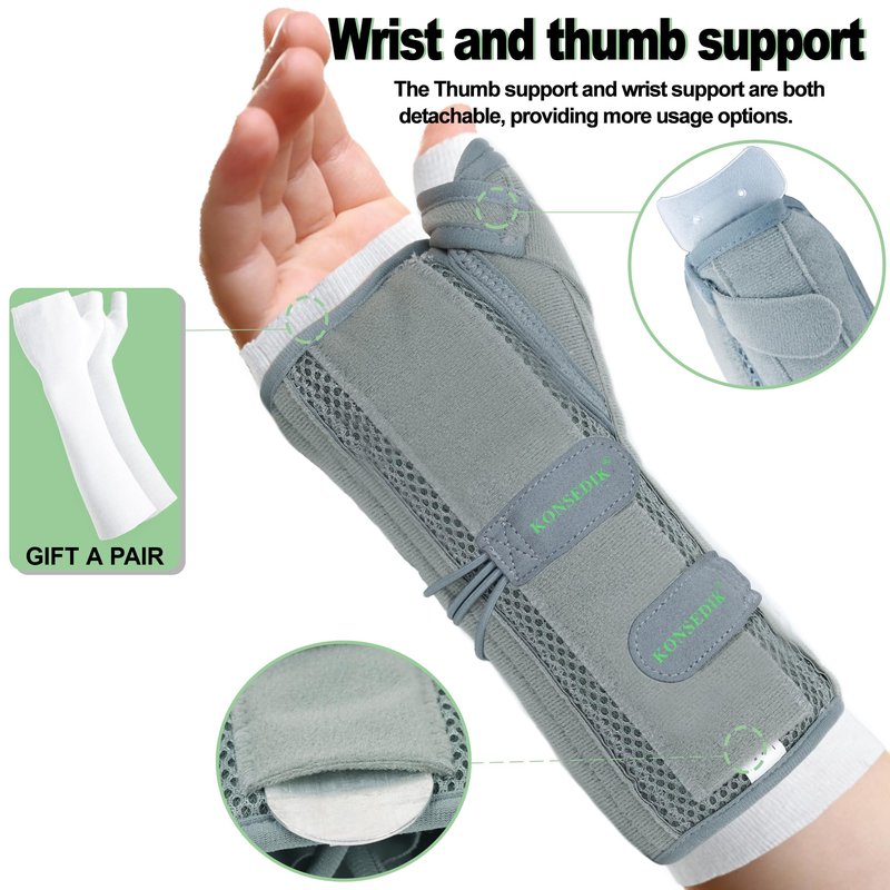 KONSEDIK Wrist Brace With Thumb Support for Dequervains Tendonitis,Thumb Brace for Carpal Tunnel, Wrist ganglion cyst, Arthritis Pain Relief,Thumb Spica Splint for night rest(Left Hands,Medium)
