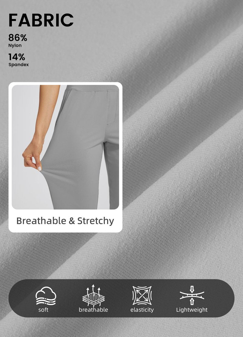 Libin Women's Pants with 4 Pockets Golf Pants 25''High Waisted Stretchy Ankle Pant for Travel Casual Athletic Busniess Work Grey M