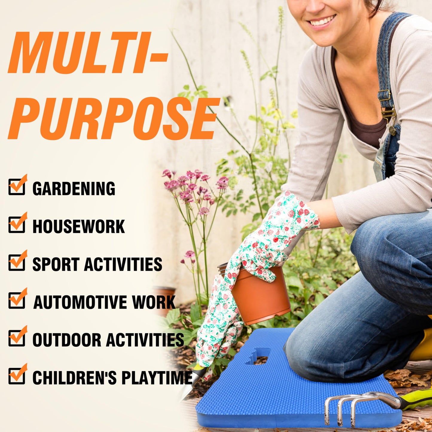 Gardzen 3 Pack Garden Kneeling Pad - for Gardening, Baby Bath, Yoga, Pilates, Exercise, 18"x11"x1", Blue