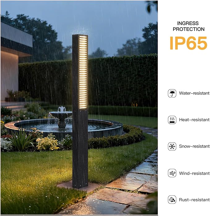 Landscape Path Lights AC100-240V, 71" Tall Driveway Lights Waterproof, Modern Pathway Light Wired, LED Bollard Light, Lawn Lamp 3000K Lighting for Yard Patio Garden Walkway Sidewalk Commercial
