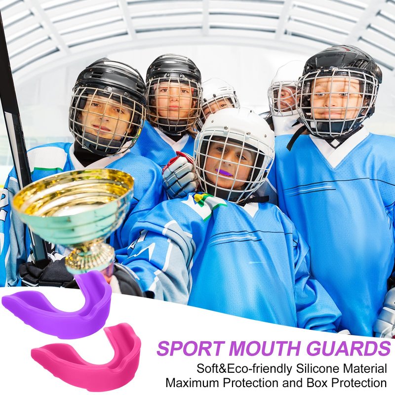 BBTO 6 Pack Kids Youth Mouth Guard for Football Sports, Purple Pink Boys Girls Sports Mouthguard with Case, Soft Mouth Guard for Hockey Boxing MMA Basketball, Ages 4+