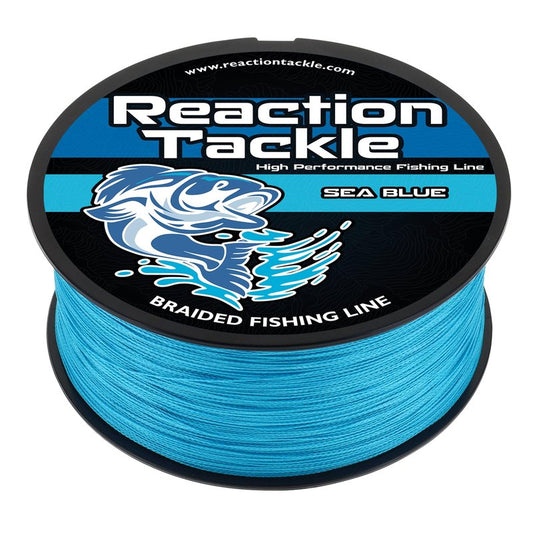 Reaction Tackle Braided Fishing Line - Pro Grade Power Performance for Saltwater or Freshwater Fish - Colored Fishing Line Braid for Extra Visibility - Sea Blue 10 Lb (1000 Yards)