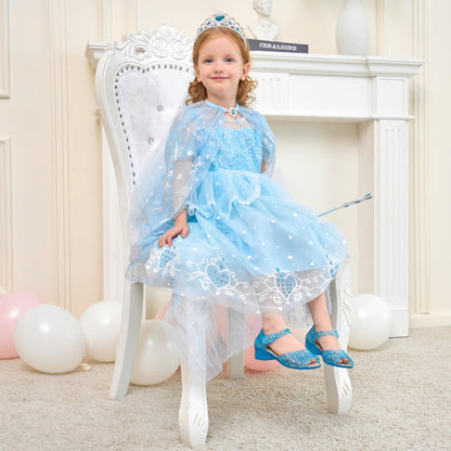 HaHaGuu Princess Jelly Flats Shoes Girls Birthday Party Heels Snow Queen Cosplay Costumes Dress Up Sandals for Toddler Little Girls Big Kids