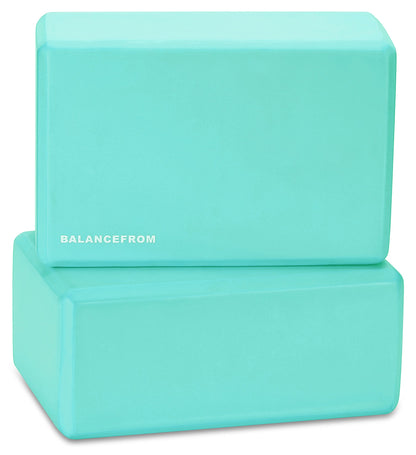Fitvids Set of 2 High Density Yoga Blocks, 9"x6"x4" Each, Pair, Multiple Colors