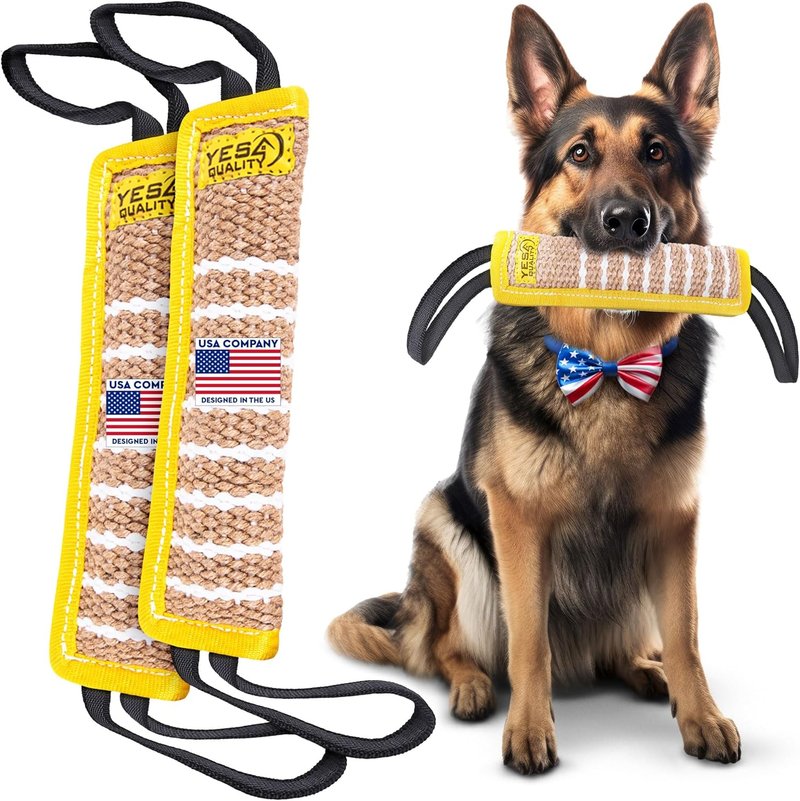 Dog Bite Tug Toy - Durable Jute Pull Toy for Small to Medium Dogs | 2 Pack, 11.8"x3.5" - Ideal for Tug of War & Training