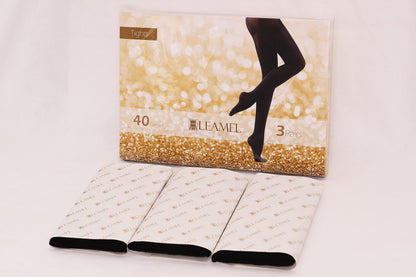 Leamel 3 Pairs Soft Feel All Day Comfort 40 Denier Opaque Tights Small Black