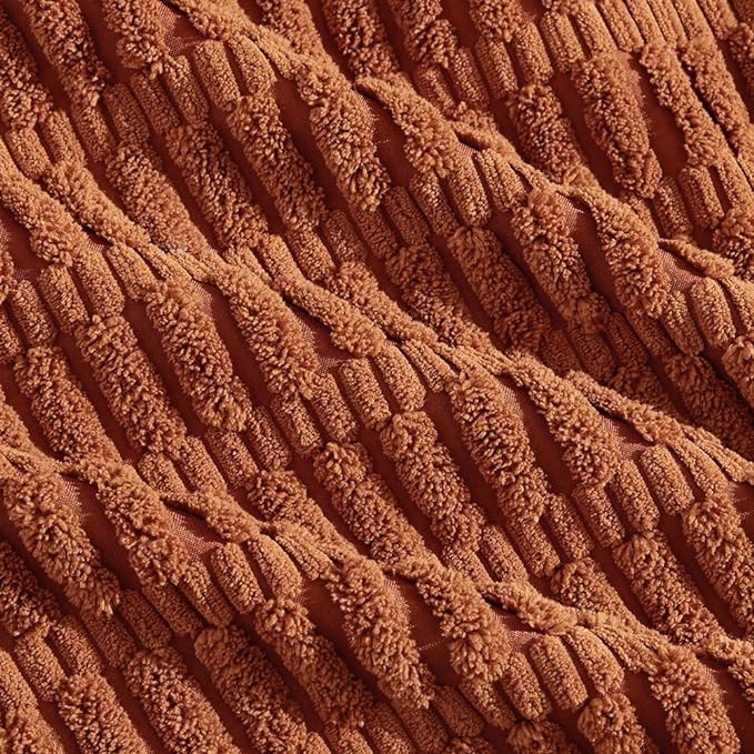 Fancy Homi Rust Decorative Throw Pillow Covers 16x16 Inch for Living Room Couch Bed Sofa, Soft Striped Corduroy Square Cushion Case 40x40 cm, Terracotta Rustic Farmhouse Boho Home Decor