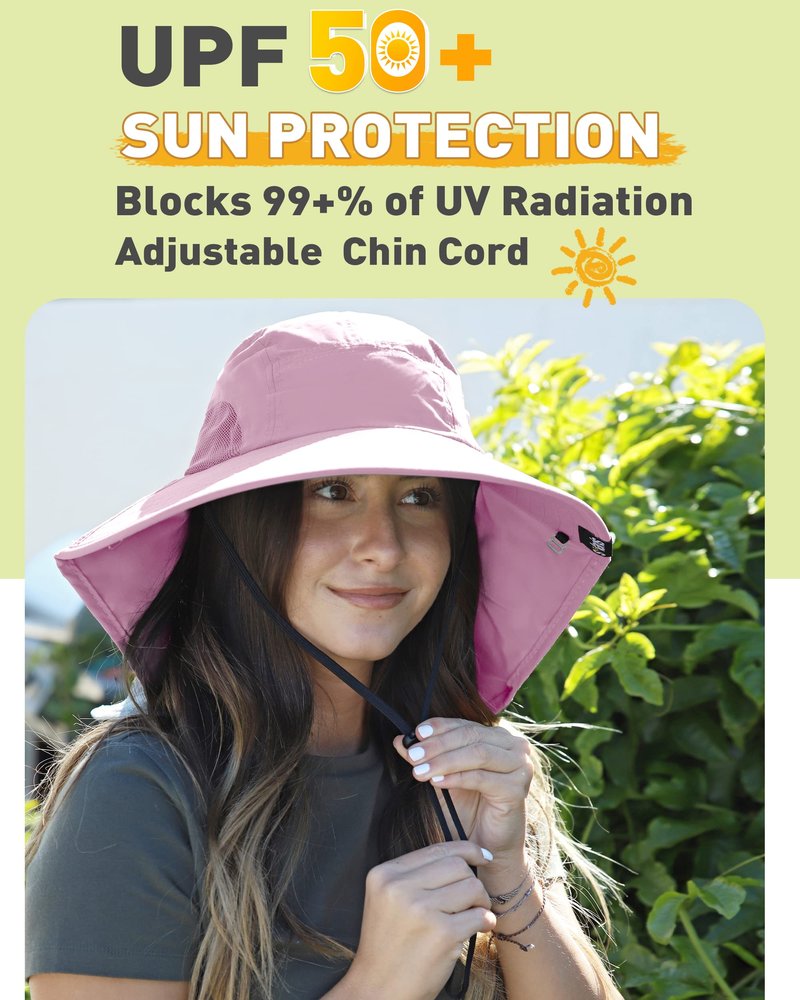Tirrinia Chic & UV Protection with Women's Sun Hats, Wide Brim with Neck Flap, Perfect for Outdoor Adventures