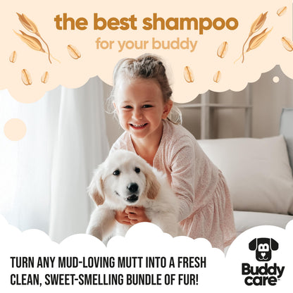 Buddycare Oatmeal Dog Shampoo (500ml) Gentle for Sensitive or Itchy Skin Removes Dandruff & Smelly Puppy Odours, w/Aloe Vera to Help Itch Relief Dog Shampoo for Smelly Dogs Best Puppy Shampoo