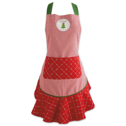DII Women's Christmas Kitchen Apron Adjustable Adult Size for Cooking, Baking, Crafting & Entertaining, One Size, Merry Tree
