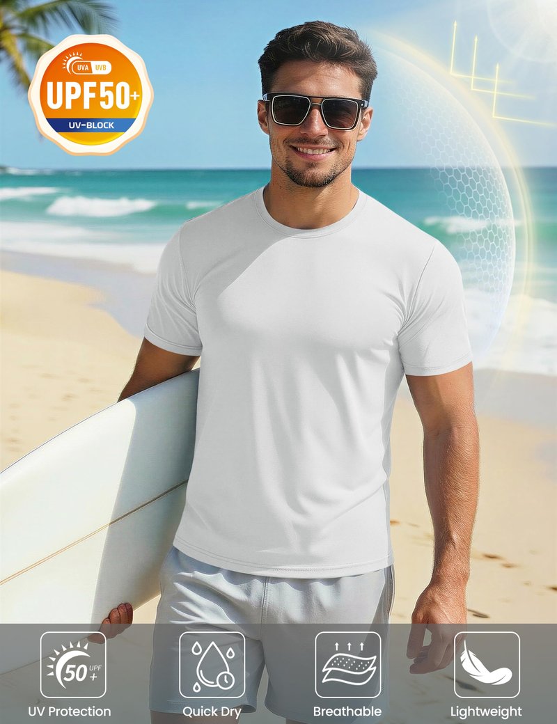 MAGCOMSEN Outdoor Shirts Men UPF 50+ Short Sleeve T-Shirt Moisture Wicking Summer Quick-Dry Rashguard Swim Shirt