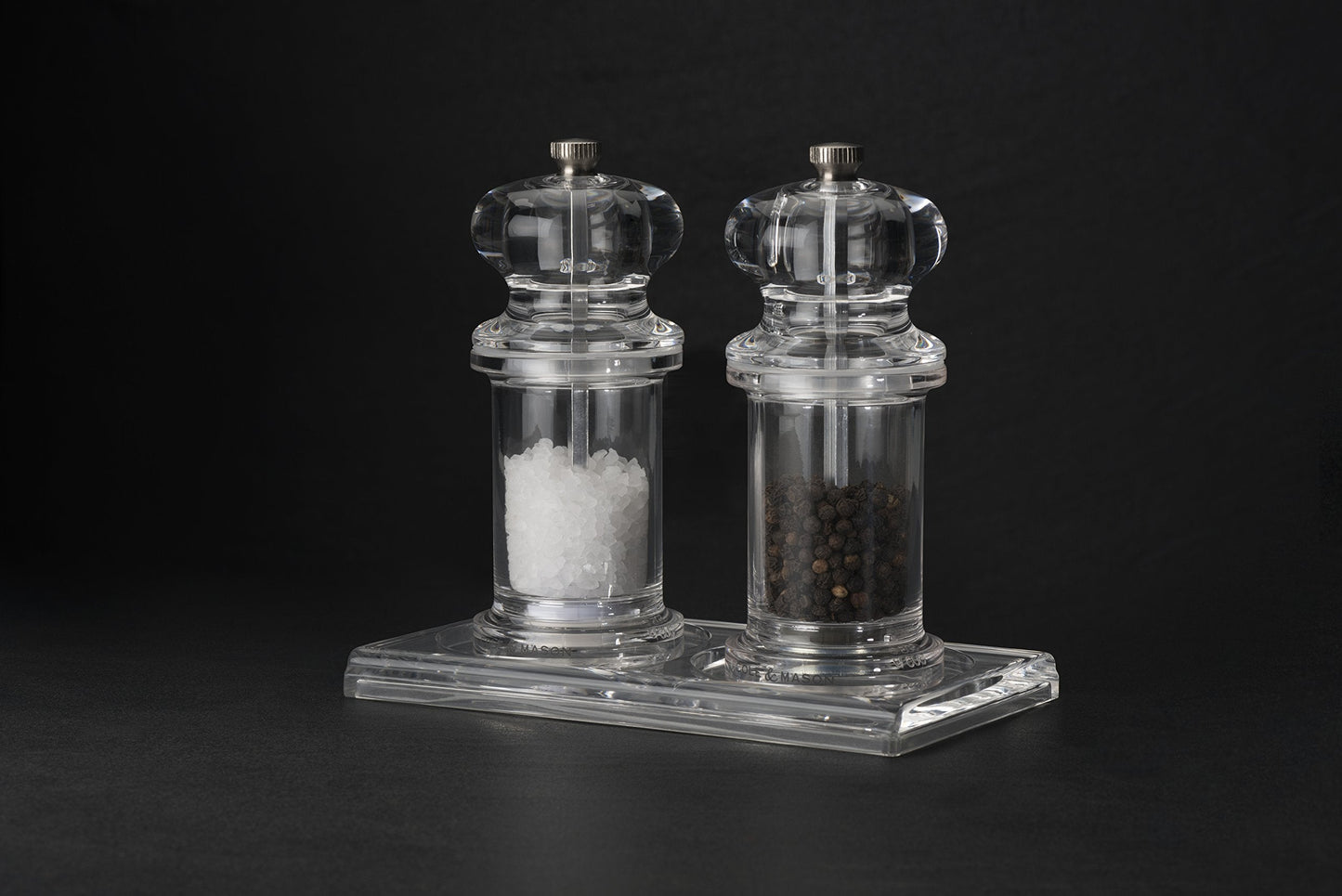 Cole & Mason H306119 Ramsgate Clear Salt and Pepper Mill Tray, Salt and Pepper Tray/Oil and Vinegar Bottles Tray, Acrylic, (H) 13 mm x (W) 95 mm x (D) 157 mm, Mills Not included