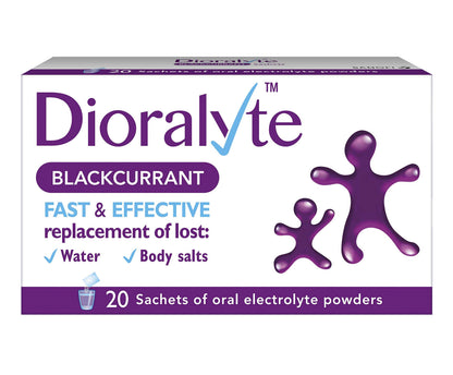 Dioralyte - Fast and Effective Supplement Treatment for Reducing Dehydration and Replacing Electrolytes (mineral salts) of Lost Body Water and Salts- Blackcurrant Flavour - 20 Sachets