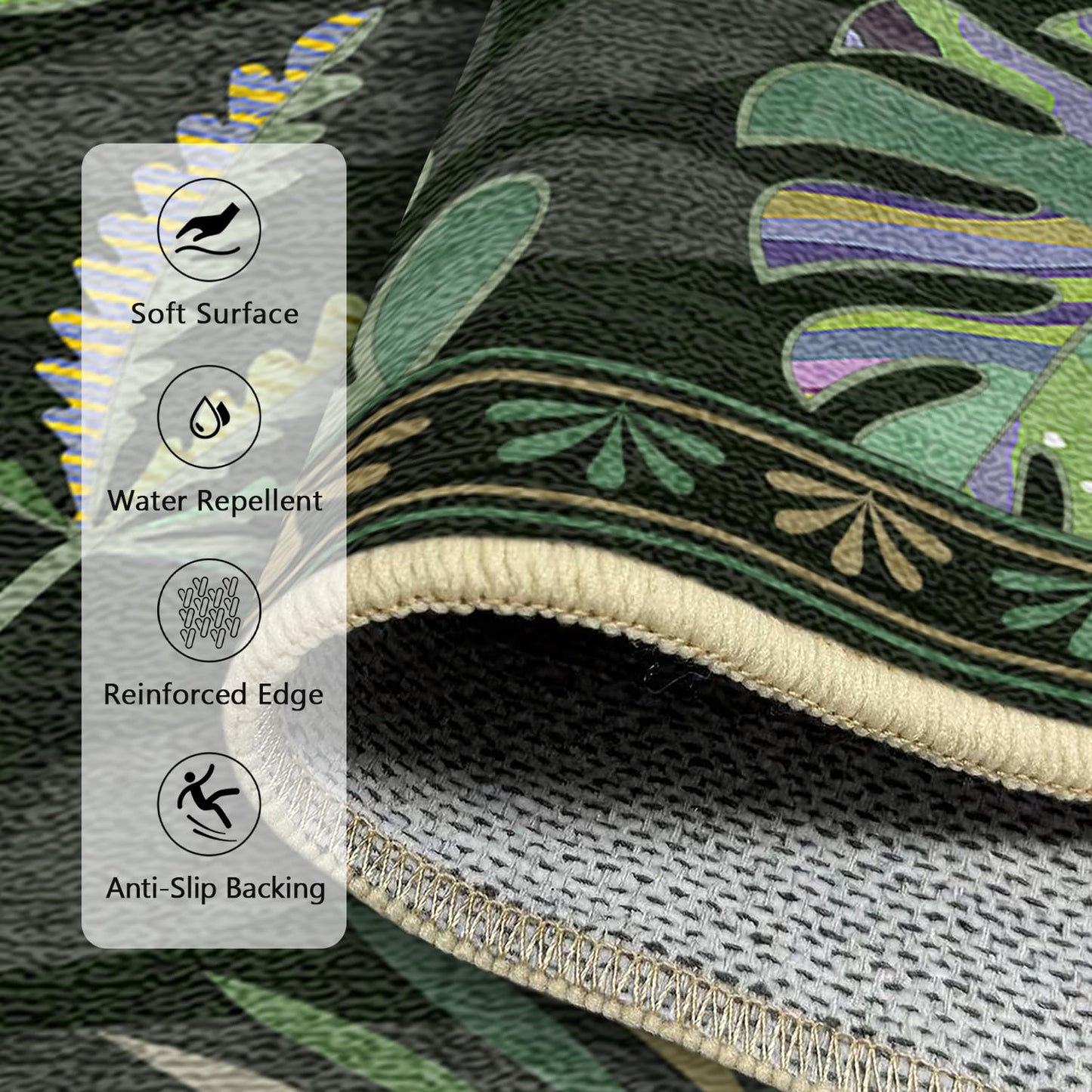 Monstera Rug 3x5 for Living Room Sage Green Leaf Area Rugs Machine Washable Tropical Botanical Rug Non Slip Printed Low Pile Indoor Floor Carpet for Kitchen Bathroom Bedroom,Green