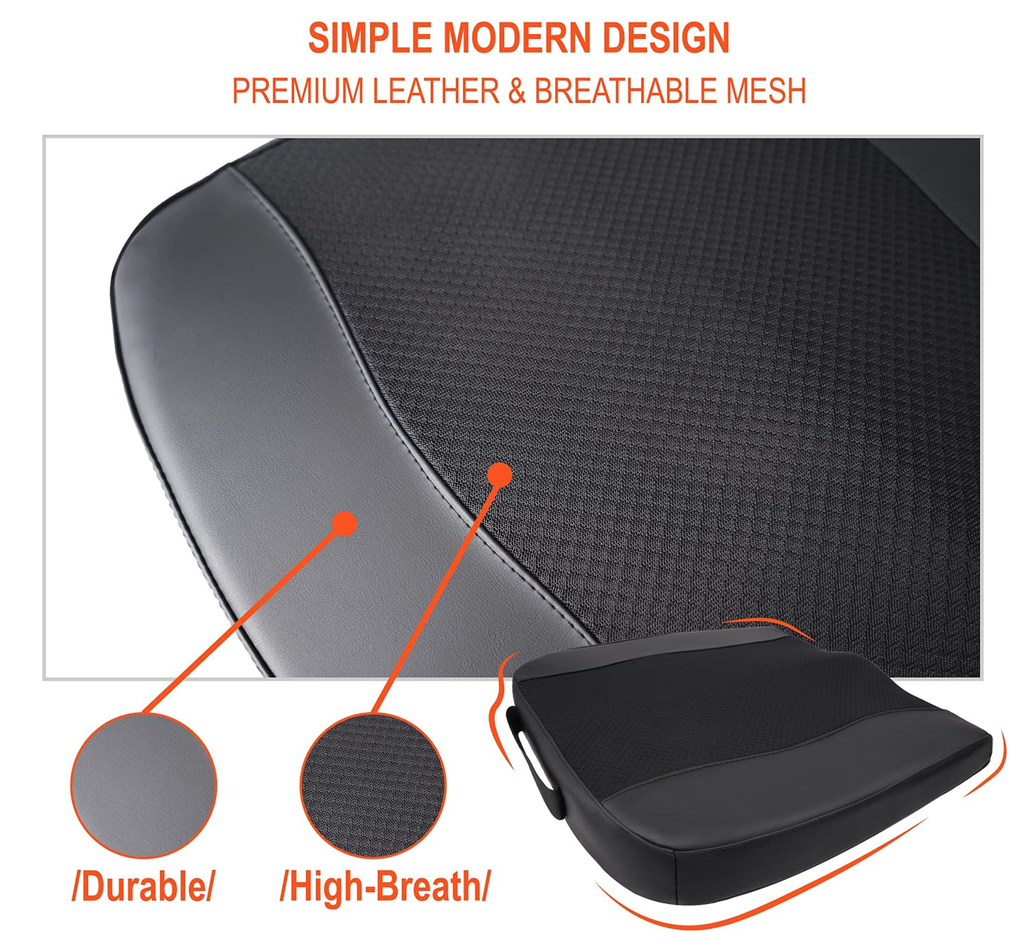 Car Seat Cushion, Comfort Memory Foam Car Cushions for Driving - Sciatica & Lower Back Pain Relief, Driver Seat Pillow for Auto, Office Chair, Wheelchair - Black