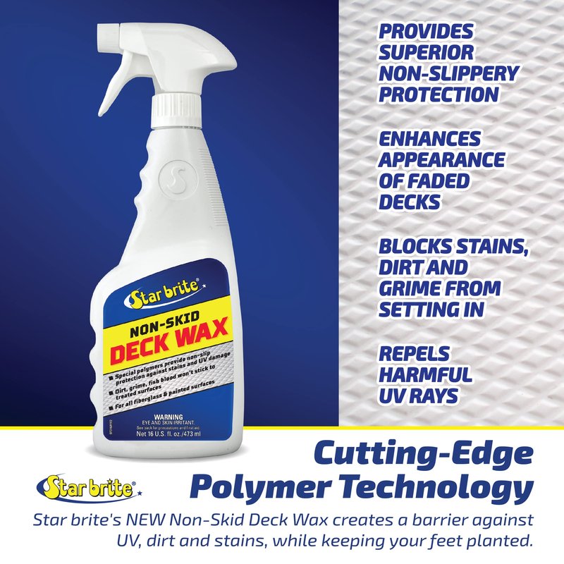 STAR BRITE Non-Skid Deck Wax Spray - Essential for Non-Slip, Stain & UV Damage Protection - Ideal Boat Deck Solution - 16 OZ (097316)