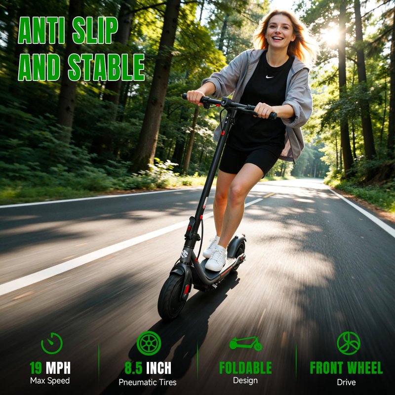 YHR Adult Scooter,Up to 19/23 MPH and 30 Miles Long Range Scooter,Portable Folding EScooter with Dual Brakes,8.5"/10" Solid and Pneumatic Tire,Commuting Escooter App Control