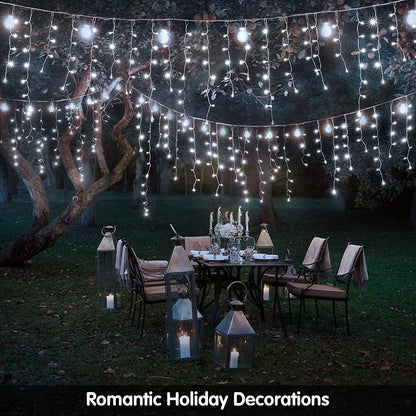 Led Christmas Lights Outdoor Christmas Decorations Hanging Light 400LED 8 Modes 75 Drops, Waterproof Outdoor Indoor Fairy Christmas Lights for Party, Holiday, Wedding, Eaves Decorations (CoolWhite)