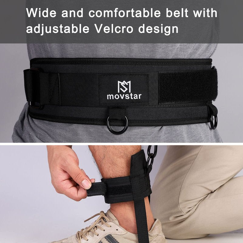 MOVSTAR Basketball Jump Trainer - Vertical Resistance Bands with Ankle/Waist Straps to Improve Leap Height - Portable Athletic Training Equipment