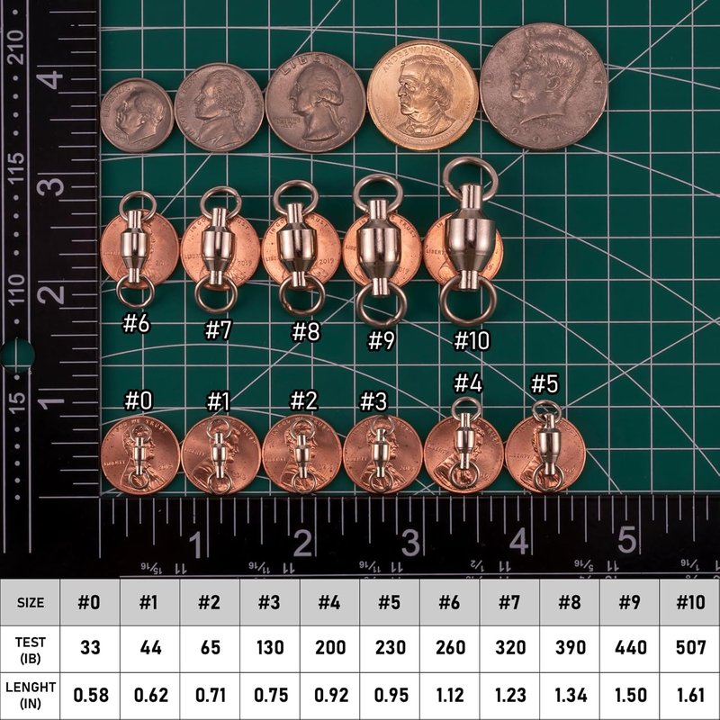 Dr.Fish Fishing Swivels - 20 Pack Ball Bearing Copper Stainless Steel High Strength | Saltwater Tackle