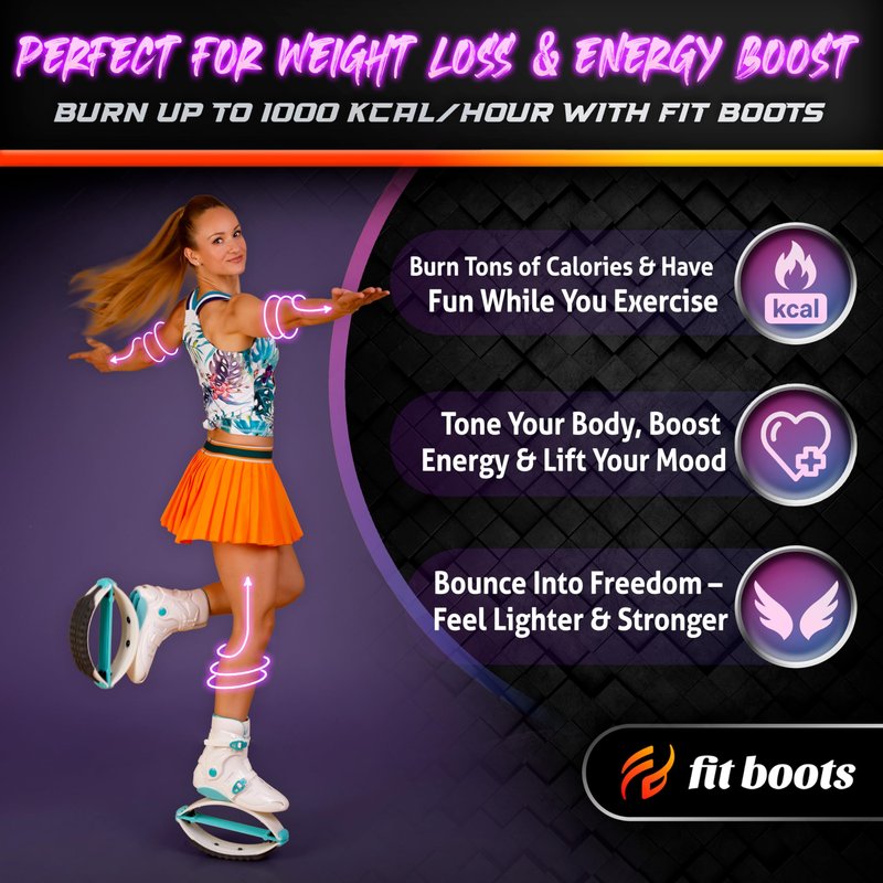 FIT BOOTS for Women Exercise - Premium Moon Shoes for Jumping, Kangaroo Shoes for Training, Cardio & Fun, Joint-Friendly, Rebounder Jumps Boots for Adults & Kids, Bouncy Workout (Pink-XS-100/150Lbs)