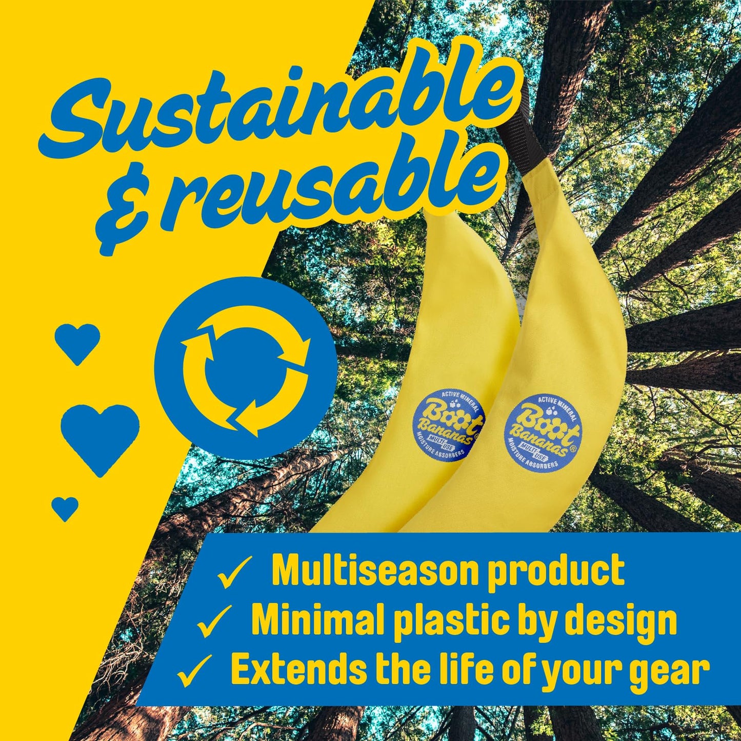 Boot Bananas Active Mineral Moisture Absorbers – Heat-Free Drying Inserts for Wet Hiking Boots, Ski Boots, Trainers & Outdoor Gear – Combat Damp, Odour & Footwear Funk – Lasts up to 12 Months
