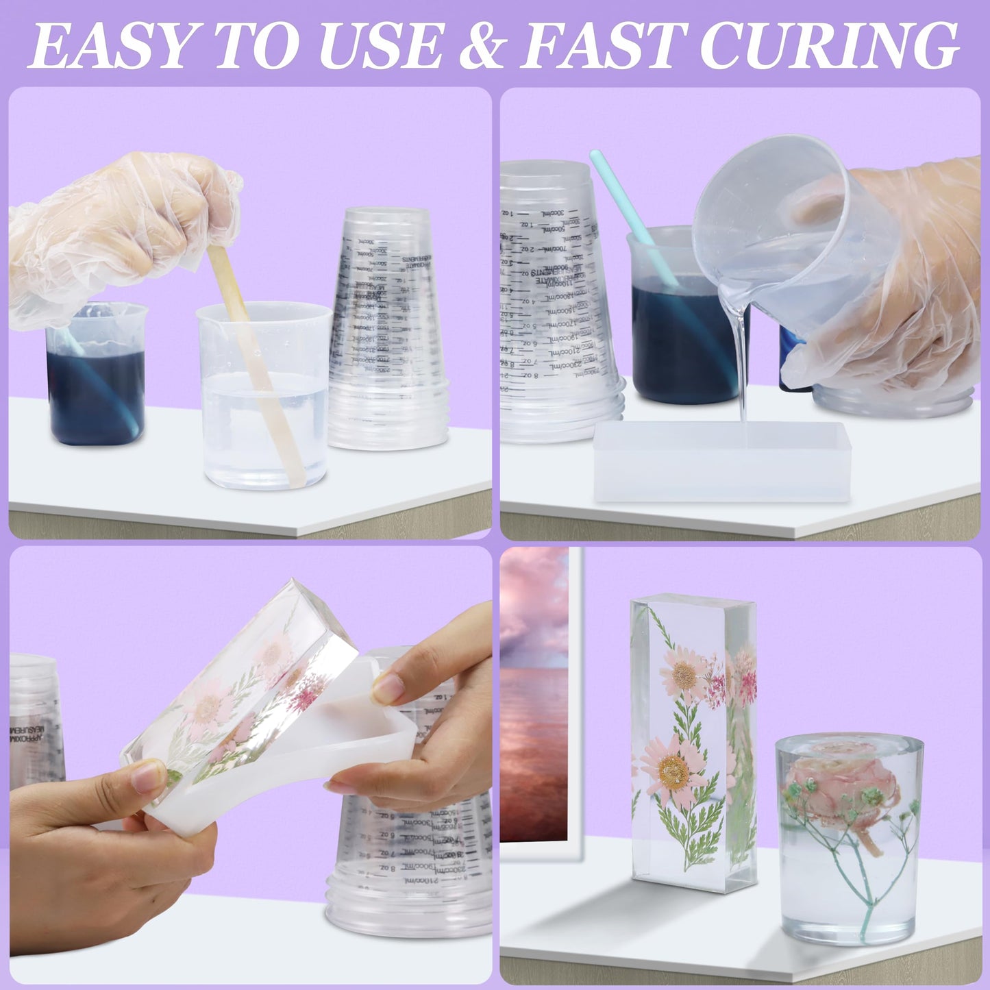 32OZ Crystal Clear Epoxy Resin, Resin Epoxy Desktop, No Yellowing & No Bubbles, Self Leveling 1:1 Mix for DIY Jewelry, Art Casting Resin Epoxy Kit