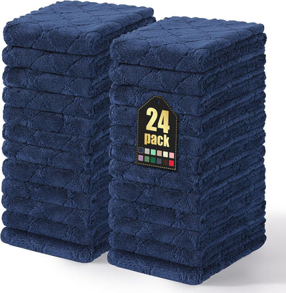 Homaxy 12 Pack Kitchen Dish Cloths (10 x 10 Inches, Grey), Super Soft and Absorbent Coral Velvet Dish Towels, Nonstick Oil Fast Drying Microfiber Cleaning Cloth, No Lint Household Dishcloths