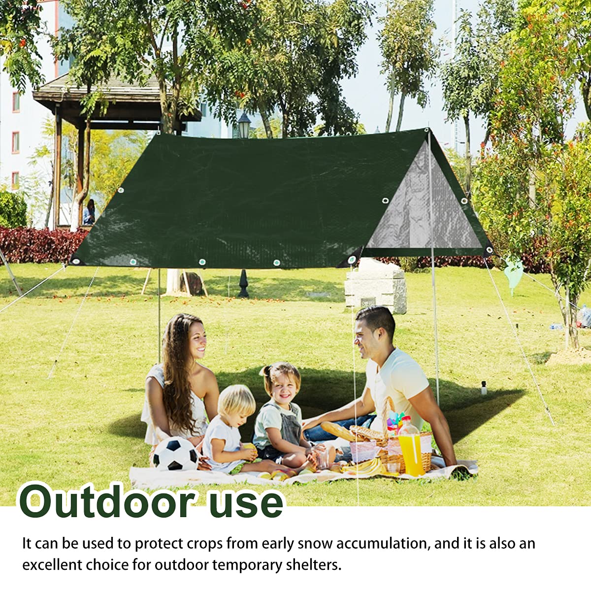 Onarway Tarpaulin Waterproof Heavy-Duty for Outdoor: 3m x 4m 105GSM UV/Tear Resistant PE Tarpaulin Sheet with Reinforced Grommets for Garden Furniture & Ground Use - Green