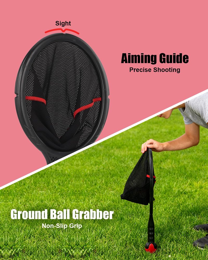 Slingshot Scoop Ball Set - Family Party Game, Play Solo or with 2 Players, Indoor & Outdoor Sports Toy for Adults & Teens, Includes 2 Netslinger Rackets, 3 Balls