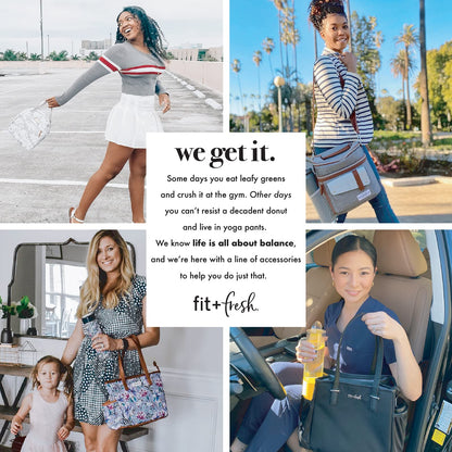 Fit & Fresh Metro 2-in-1 Quilted Tote, Multipurpose Travel and Work Bag with Insulated Cooler Compartment for Women, Laptop-Friendly, Thermal Insulated, Perfect for Office, Nurse, Teacher