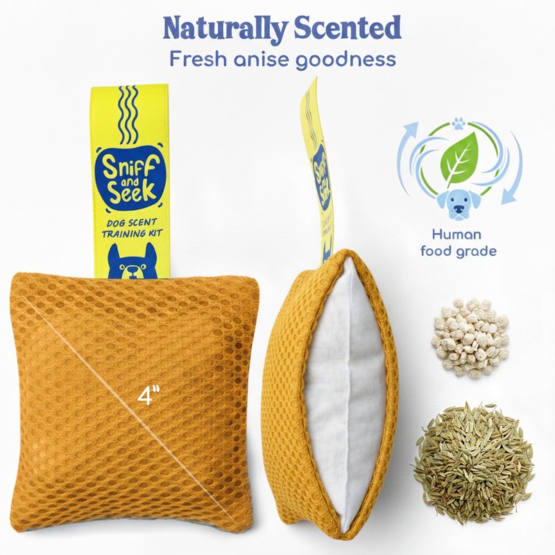 Race&Herd Original 10 Pcs Dog Scent Training Kit, Scent Work Training Kit for Dogs, 5 Brain Games - Nosework for Dog Sniffing Toys, Mental Stimulation Agility Equipment for Dogs (Gold)