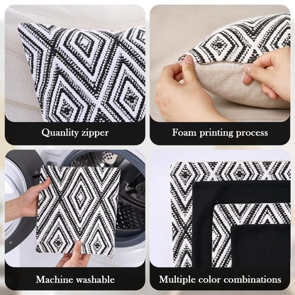 HPUK Decorative Throw Pillow Covers Set of 4 Square Couch Pillows Linen Cushion Cover for Couch Sofa Living Room, 18"x18" inches, Blue