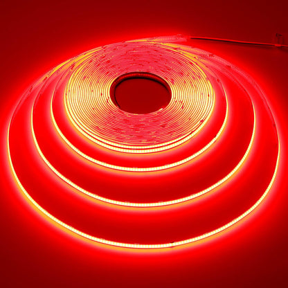 GOMING 32.8ft/10M DC 24V COB Red LED Strip Light Uniform Glow Dotless 384LEDs/M Not Waterproof IP20 Flexible LED Tape Lights for DIY Cabinet Bedroom Kitchen Home Decor(No Power Supply)