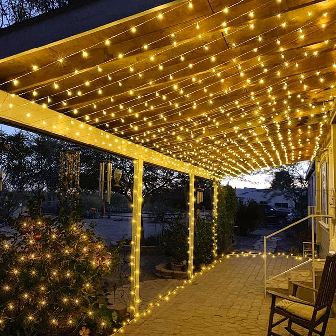 82ft 250 LED Christmas Lights Outdoor, Warm White Christmas Lights 8 Modes Clear Wire, Connectable Twinkle Fairy String Light Plug in for Indoor Bedroom Wedding Classroom Tree Decorations