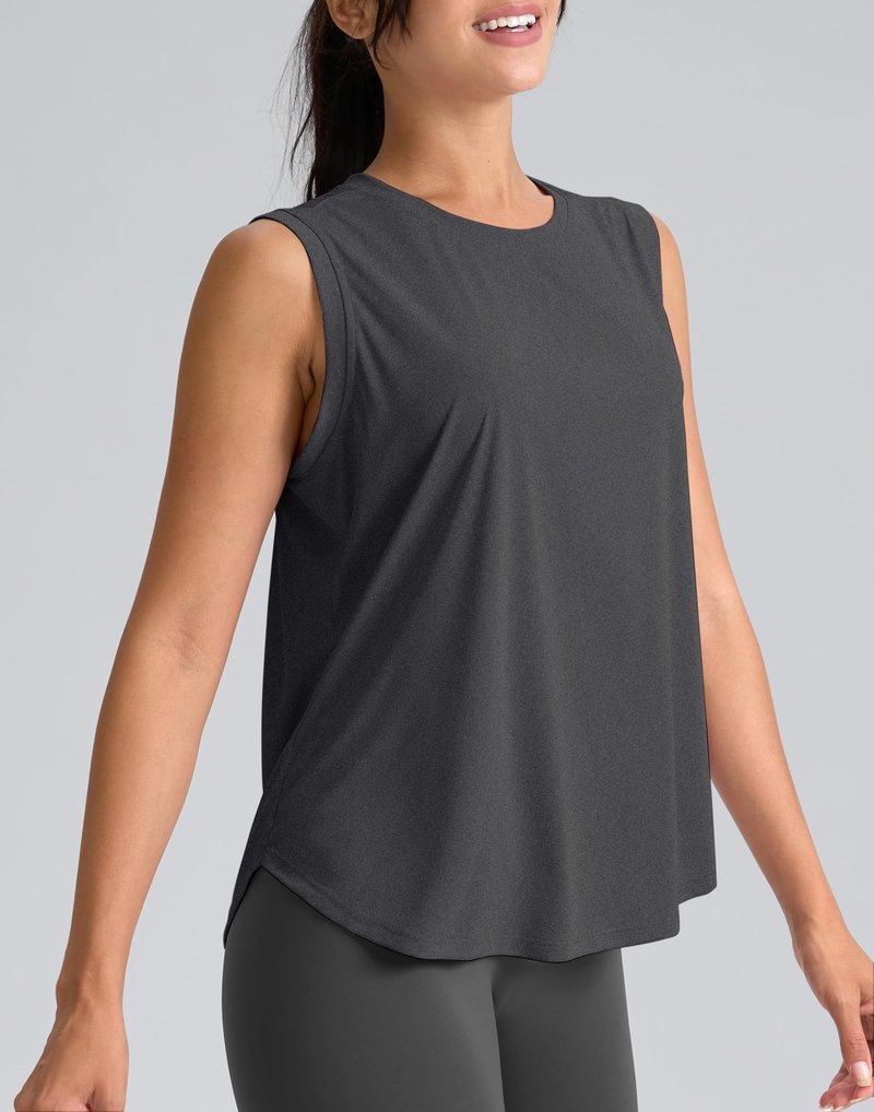 SANTINY Women's Sleeveless Workout Tops Breathable Lightweight Active Tennis Yoga Shirts Athletic Running Tank Tops for Women (Dark Grey_S)
