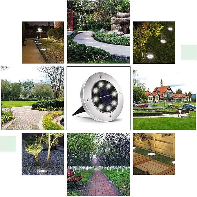INCX Solar Lights for Outside,12 Pack Solar Lights Outdoor Waterproof, Solar Garden Lights Landscape Lighting for Patio Pathway Lawn Yard Deck Driveway Walkway, Cold White