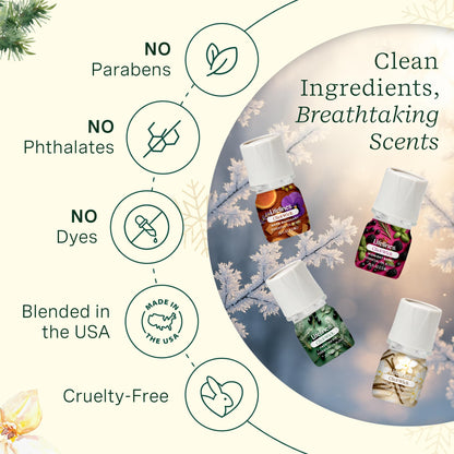 ClickWick Essential Oil Blends for Lifelines Diffusers, 4-Pack Winter Gift Set - Essential Oil Blend Fragrance Refills for Candle, Plant & Shower Aromatherapy Diffuser - Home Spa & Relaxation Gifts