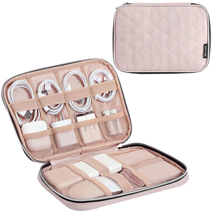 BELALIFE Portable Travel Cable Organizer Bag, Tech Storage Bag for Cord, Charger, Phone, Earphone, Hard Drive, USB, SD Card and Electronic Accessories, Pink